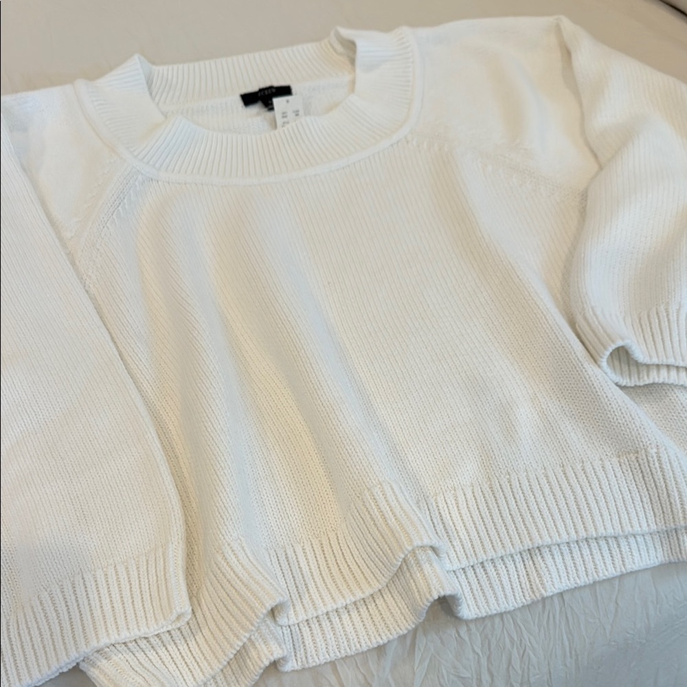 NWT STUNNING J. Crew White Crewneck Knit Sweater